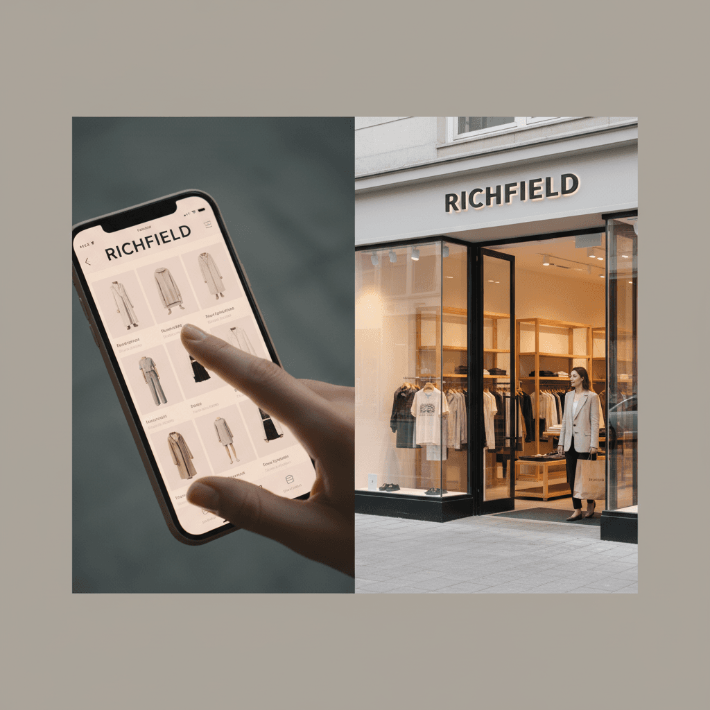 Online shopping interface paired with physical store location