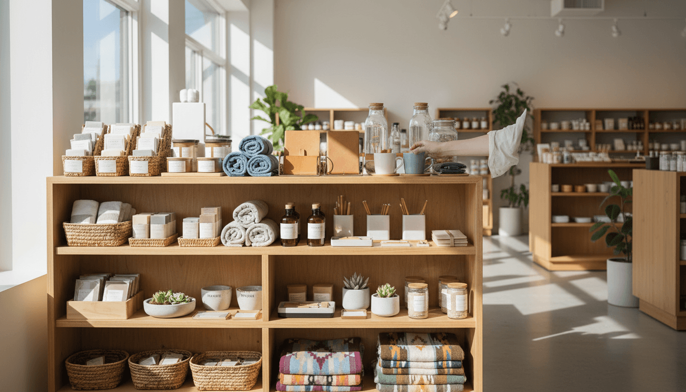 Organized product display with everyday essentials in Richfield store