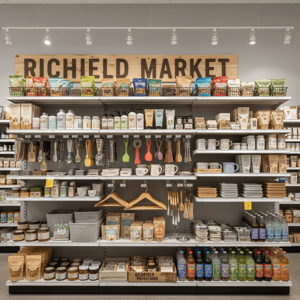 Retail shelf display of diverse product selection